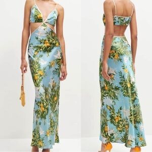 New REFORMATION poppies silk maxi cut out dress